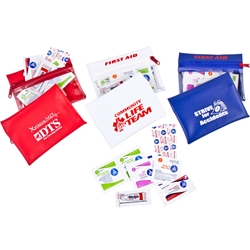 Health & Wellness First Aid Kit Health & Wellness First Aid Kit, Health, Wellness, First, Aid, Kit, Pouch, Zip Purse, Package, Imprinted, Personalized, Promotional, with name on it, giveaway