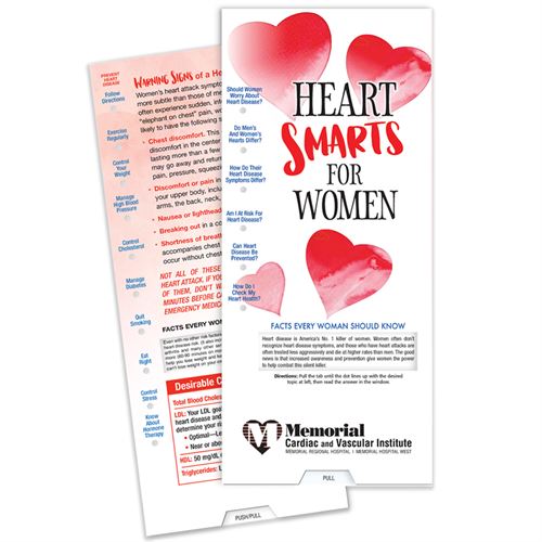 Heart Smarts for Women Slide Guide womens heart health month, womens heart awareness, american heart month giveaways, healthy heart promotions, heart health promotional items, health fair giveaways, employee wellness giveaways, educational promotional products