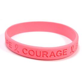 Hope Courage Bravery Endurance Breast Cancer Awareness Silicone Wristband Bracelet