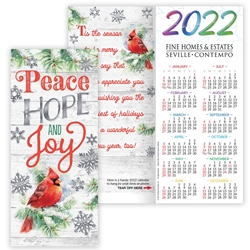 Hope, Peace & Love 2022 Gold Foil-Stamped Holiday Greeting Card Calendar  Mailable Calendar, Direct Mail Calendar, Customer Calendar Stick Up, Wall Calendar, Planner, The Positive Line, Business Calendar, Office Calendar, Business Gifts, Corporate Gifts, Sales and Marketing, Sales Meetings, Giveaways, Promotional Calendars, greeting card calendar, holiday greeting card, custom printed greeting card calendar