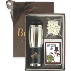 Hot Cocoa Tumbler Gift Set holiday gifts, holiday food gifts, corporate holiday gifts, gift sets, chocolate gifts, employee appreciation, employee recognition, holiday parties, Godiva, logo drinkware set
