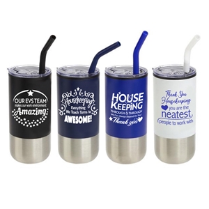 Housekeeping & EVS Appreciation Oxford 16 oz Stainless Steel/Polypropylene Tumbler with Straw