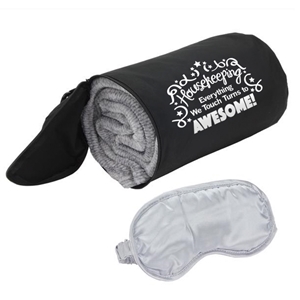 "Housekeeping: Everything We Touch Turns to AWESOME" AeroLOFT™ Travel Blanket with Sleep Mask  