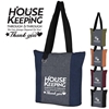 "Housekeeping: Through & Through We Can Always Depend On You" Heathered Fun Tote Bag   Housekeeping Appreciation, Housekeeping Week, Environmental Services Week,  Theme tote, Skilled Nursing,  Appreciation Tote, Volunteer Recognition Tote, 210D Polycanvas Tote, Fun, Heathered, Tote Bag, Colorful, Tote, Bag, Imprinted, Personalized, Promotional, with name on it, Giveaway, Gift Idea