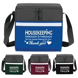 "Housekeeping: Through & Through We Can Always Depend On You" Two-Tone Accent 12-Pack Cooler    Housekeeping, Housekeepers, appreciation, week, recognition, gifts, bags, two tone, cooler, accent, lunch bag, 12 pack cooler, Promotional, Imprinted, Polyester, Travel, Custom, Personalized, Bag 