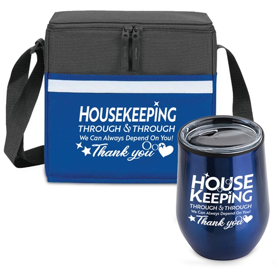 "Housekeeping Through & Through We Can Always Depend on You" Goblet & Cooler Care Bundle - HKW174