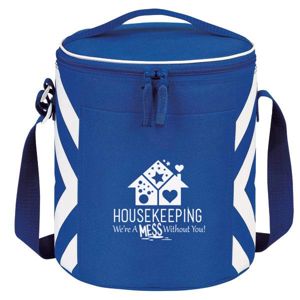 "Housekeeping: We're A Mess Without You" Geometric Print Accent 12-Pack Round Cooler   - HKW095