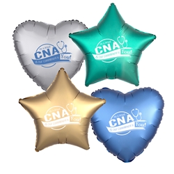 "Im A Proud CNA & Our Commitment Is You! Heart Shaped Foil Balloons (Pack of 10 assorted colors)  Nursing Assistants Week, NA Week, CNA Week, Theme, Nurses, Nursing, foil balloons, mylar, party goods, decorations, celebrations, round shaped balloons, promotional balloons, custom balloons, imprinted balloons