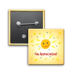Im Appreciated Square Buttons (Pack of 25)   Recognition, Employee, Appreciation, Square Button, Campaign Button, Safety Pin Button, Full Color Button, Button