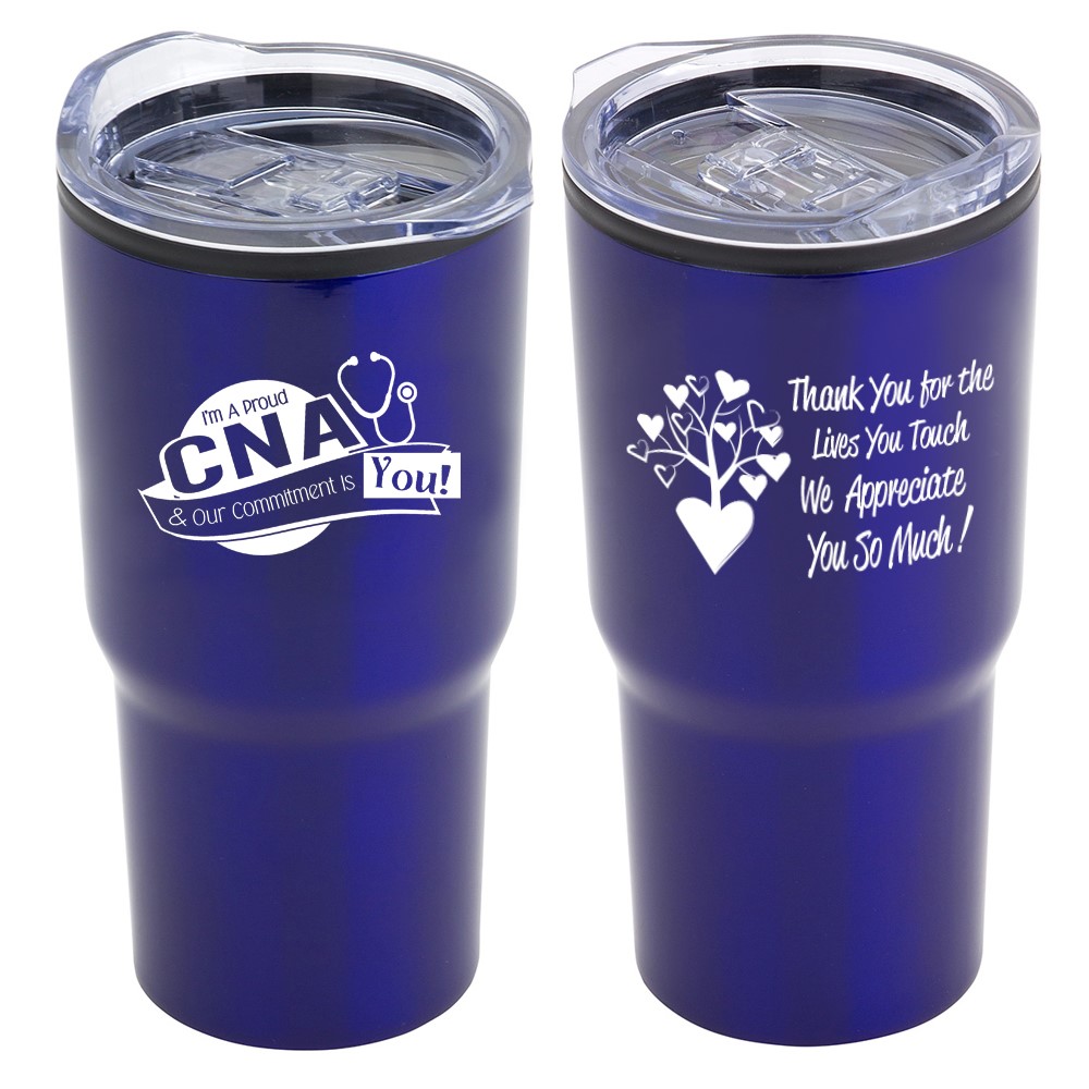 "I'm a Proud CNA & My Commitment Is You!" 20 oz Stainless Steel & Polypropylene Tumbler  - NAW005