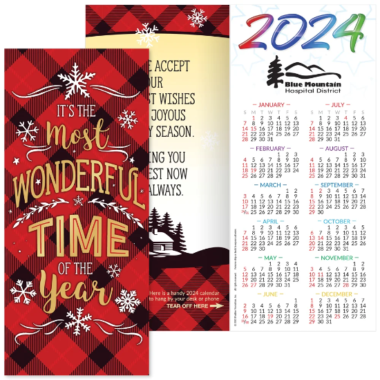 "It's The Most Wonderful Time Of The Year" 2024 Gold Foil-Stamped Greeting Card Calendar - CAL054