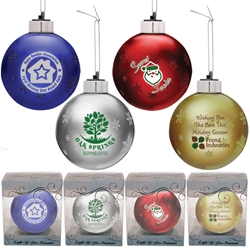 Light Up Glass Ornament promotional holiday ornament, promotional christmas ornament, custom print ornament, custom logo light up ornament, corporate holiday gifts, employee appreciation gifts, LED ornament, glass ornament