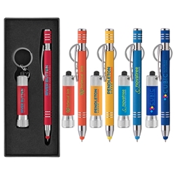 Marin & Chroma Softy Gift Set (Full Color Design)   soft touch,  Pen, Mini Flash Light, Pen and flashlight Gift Set, Imprinted, Personalized, Promotional, with name on it