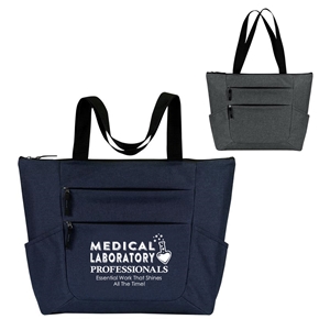 "Medical Laboratory Professionals: Essential Work That Shines All The Time!" Premium Zippered Tote  