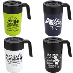 Medical Laboratory Professionals Recognition & Appreciation Theme Omni 13 oz Stainless Steel & Polypropylene Mug Medical Laboratory Professionals, Appreciation, Med Lab, Team, Lab Rat, Recognition,13 oz stainless mug, Desk mug, imprinted mug under $8, Stainless Steel mug, Imprinted, personalized, with name on it, Care Promotions, 