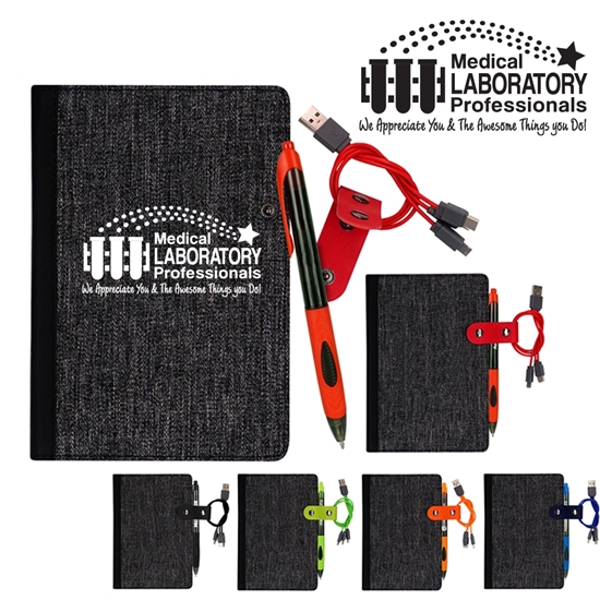 "Medical Laboratory Professionals: We Appreciate You and The Awesome Things You Do!" X Line Pen & Cable Snap Notebook   - MLW085