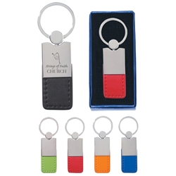 Metal/Simulated Leather Key Tag Metal/Simulated Leather Key Tag, Metal, Leather Like, Leatherette, Simulated, Leather, Key, Tag, Chain, Ring, Imprinted, Personalized, Promotional, with name on it, giveaway,
