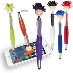 MopTopper™ Stylus Pen Mop, Topper, Hair, Top, Smile, Pen, Stylus, Screen Cleaner, Pendant Pen, Pendant, Pen, Pens, Ballpoint, Aluminum, Imprinted, Personalized, Promotional, with name on it, giveaway, black ink