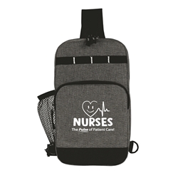 "Nurses: The Pulse of Patient Care" Casual Crossbody Chest Bag  Nurses Theme Chest Bag, Nurses Theme Sling pack, Imprinted, Chest Bag, Sling Pack, Crossbody Bag, Continental Marketing, Care Promotions, Lunch Bag, Insulated, Barrel, Travel, Employee, Nurses, Teachers, Volunteers, Healthcare, Staff Gifts