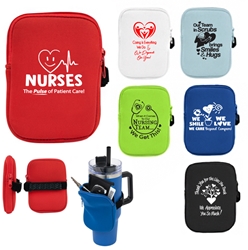 "Nurses: The Pulse of Patient Care" Intrepid Water Bottle Pouch  Nurses Theme, Nursing Appreciation Water Bottle Pouch, Water Bottle Wallet, Travel Mug Wallet, Travel Tumbler Wallet, Imprinted, Personalized, Promotional, with name on it, Giveaway, Gift Idea
