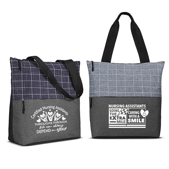 Nursing Assistants & CNA Theme Flannel Check Accent Tote Bag  - NAW024