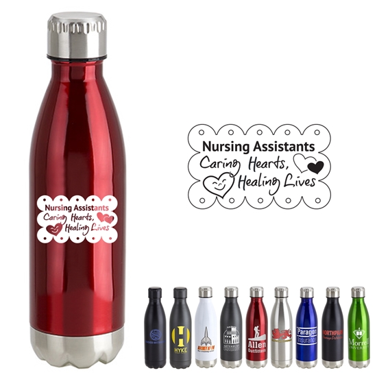 Nursing Assistants: Caring Hearts, Healing Lives 17oz. Vacuum Insulated Stainless Steel Bottle  - NUR054