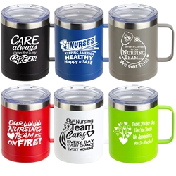 Nursing & Caring Team Appreciation Ceva 14 oz Copper-Coated Powder-Coated Insulated Mug   Nurses Week Recognition Mug, Nursing Appreciation Mug, Healthcare Team Apprecititon Mug, 14 oz Powdered Coat Insultated Mug, Inuslated Copper-Coated Powder Mug, Mug with handle, Stainless Steel Mug, Stainless Tumblers, Care Promotions, 