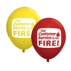 "Our Customer Service Is On FIRE!" 11" Standard Latex Balloons (Pack of 60 assorted)   Customer Service Week, Customer Service, Appreciation, Recognition, Latex balloons, party goods, decorations, celebrations, round shaped balloons, promotional balloons, custom balloons, imprinted balloons