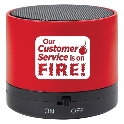 "Our Customer Service Is On FIRE!" Wireless Mini Cylinder Speaker   Customer Service, Appreciation, Theme, Wireless, mini, speaker, Bluetooth, 4.1, tech gifts, technology, ideas, Imprinted, Personalized, Promotional, with name on it, giveaway,