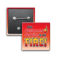 "Our Customer Service is ON FIRE!" Square Buttons (Sold in Packs of 25)  Customer Service Week, CSRs, Customer Service, Staff, Team, Week, Recognition, Appreciation, Square Button, Buttons, Campaign Button, Safety Pin Button, Full Color Button, Button
