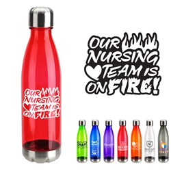 "Our Nursing TEAM is on FIRE!" Bayside 25 oz Tritan Water Bottle with Stainless Base and Cap   Nurses, Appreciation, Nursing Theme Appreciation, 25 oz bottle, water, bottle, Care Promotions, 