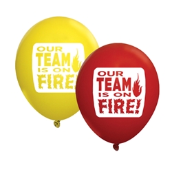 "Our TEAM is on FIRE!" 11" Standard Latex Balloons (Pack of 60 assorted)  Latex balloons, party goods, decorations, celebrations, round shaped balloons, promotional balloons, custom balloons, imprinted balloons