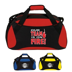 Our TEAM is on FIRE! All Sport Duffle  19" Sport, Deluxe, Duffle, Promotional, Imprinted, Polyester, Travel, Custom, Personalized, Bag 