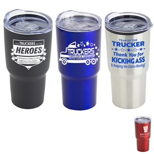 "Our Truckers Are The Heroes...Whatever it Take is the Difference You Make! 20 oz Stainless Steel & Polypropylene Tumbler 