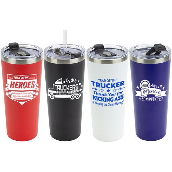 "Our Truckers Are The Heroes...Whatever it Takes is the Difference You Make!" 20 oz Vacuum Insulated Stainless Steel Tumbler  - TRC016