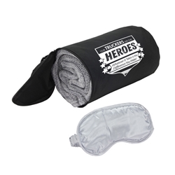 "Our Truckers Are The Heroes...Whatever it Takes is the Difference You Make!" AeroLOFT™ Travel Blanket with Sleep Mask Truck Driver theme Promo Blanket, Trucker Appreciation, Truck Drivers, Recogition, Promotional Blanket, Trucker appreciation Travel Blanket, School Staff appreciation, Travel Blanket and Sleep Mask Set, Travel Promotional Idea, Travel Promotional Products, Blanket with Imprint, travel promotional items