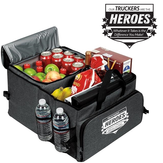 "Our Truckers Are The Heroes...Whatever it Takes is the Difference You Make!" Deluxe 40 Cans Cooler Trunk Organizer   - TRC007