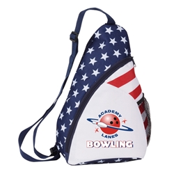 Patriotic Sling Backpack sling backpack, promotional bags, promotional products, USA, america, red, white, and blue, patriotic promotions, 