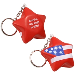 Patriotic Star Stress Reliever Key Chain patriotic, star, promotional items, election giveaways, voting, giveaways, 4th of July, Independence Day, american heart month giveaways, womens heart health giveaways, heart shaped promotional products, Valentines day promotional items, heart shaped giveaways, promotional key tags, custom printed stress reliever key chains