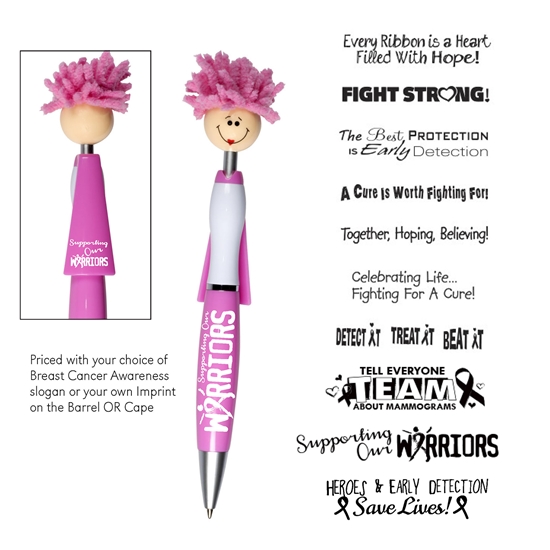 Breast Cancer Awareness Pink Lady Superhero MopTopper™ Pens   - BCA140
