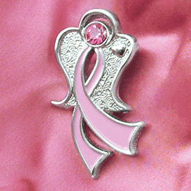 Pink Ribbon Angel Lapel Pin pink ribbon lapel pin, pink ribbon gifts, pink ribbon giveaways, awareness ribbon lapel pin, breast cancer awareness merchandise, breast cancer awareness giveaways, think pink, fundraisers, angel lapel pin