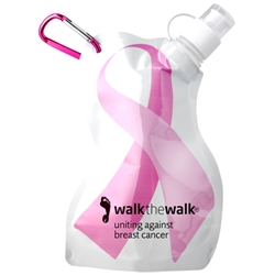 Pink Ribbon Breast Cancer Awareness Flexi Bottle breast cancer awareness merchandise, pink promotional items, pink ribbon gifts, pink ribbon promotional products, pink ribbon water bottle, breast cancer awareness month, walks and runs, cancer walk, cancer run, fundraisers
