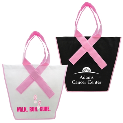 Pink Ribbon Tote with Stock Designs or Custom Imprint - TOT200