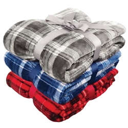 Embroidered Plaid Flannel Plush Blanket | Care Promotions