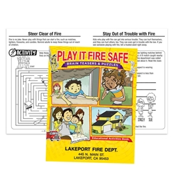  Play It Fire Safe: Brain Teasers & Puzzles Educational Activities Book Fire Safety Puzzles, Educational Activities Book, Better Life Line, Fields, Education, Educational, information, Informational, Fire Safety, Guide, Brochure, Paper, Low-cost, Low-Price, Cheap, Instruction, Instructional, Booklet, Small, Reference, Interactive, Learn, Learning, Read, Reading, Health, Well-Being, Living, Awareness, ColoringBook, ActivityBook, Activity, Crayon, Maze, Word, Search, Scramble, Entertain, Educate, Activities, Schools, Lessons, Kid, Child, Children, Story, Storyline, Stories, Fire, Safety, Burn, Fireman, Fighter, Department, Smoke, Danger, Forest, Station, Protect, Protection, Emergency, Firefighter, First Aid,Imprinted, Personalized, Promotional, with name on it, Giveaway, The Positive Line, Positive Promotions, 