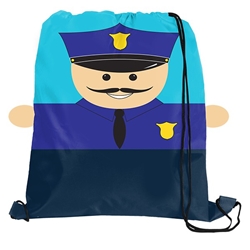 Police Officer Drawstring Sport Pack promotional cinchpack, promotional drawstring backpack, law enforcement promotional items, police promotional items