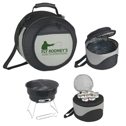 Portable BBQ Grill and Kooler barbeque, barbecue, grill, kooler, cooler, set, gift, kit, imprinted, with logo, name on it, with, cooking, grilling, 