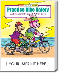 Practice Bike Safety Coloring & Activity Book promotional coloring book, bike safety giveaways, bike safety promotional items, bike safety month promotional items, public safety promotional items, bike safety coloring book, bike safety promotional products, police department giveaways
