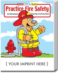 Practice Fire Safety Coloring & Activity Book  Fire Prevention, promotional coloring book, fire safety promotional items, fire safety coloring book, fire prevention promotional products, practice fire safety, fire station open house, fire prevention week, fire department giveaways, fire safety education promos