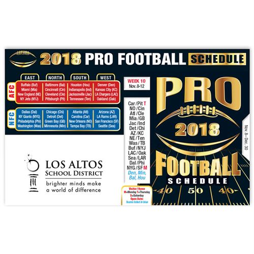Pro Football 2019 Pocket Size Schedule At a Glance